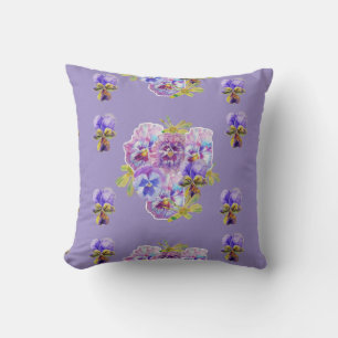 Shabby Chic Purple Pansy Floral flowers Cushion