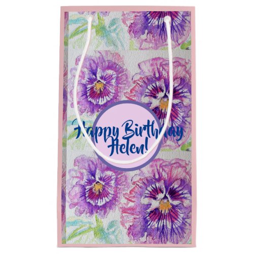 Shabby Chic Purple Pansy flowers Floral Gift Bag