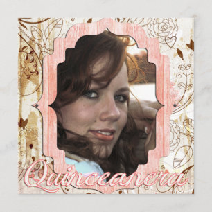 Shabby Chic Quinceanera Vintage Photo Card Announc