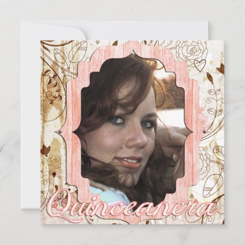 Shabby Chic Quinceanera Vintage Photo Card Announc