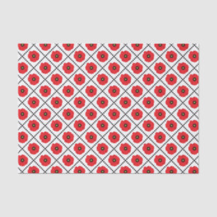 Shabby Chic Red, Black & White Poppies Floral Tissue Paper