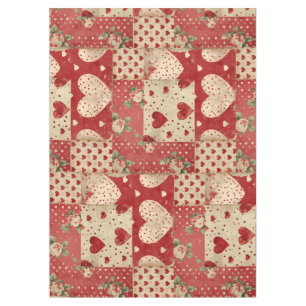 Shabby Chic Red Patchwork Pattern Tablecloth