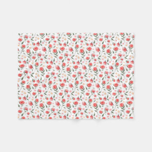 Shabby Chic Red Roses Pretty Fleece Blanket
