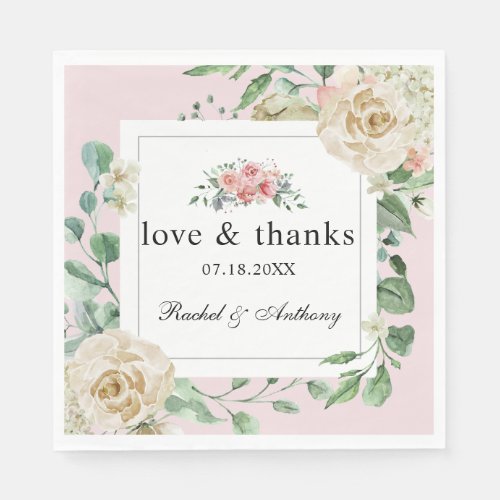 shabby chic romantic rose Love  Thanks flowers Napkins