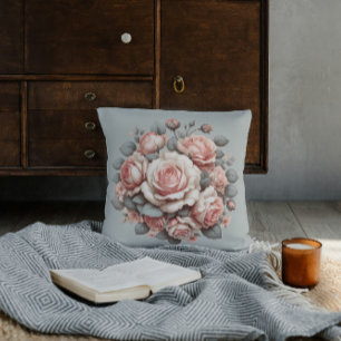 Shabby Chic Rose Delight Throw Pillow