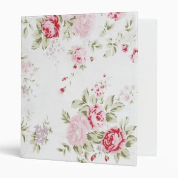 Shabby Chic Rose Floral 3 Ring Binder by KraftyKays at Zazzle