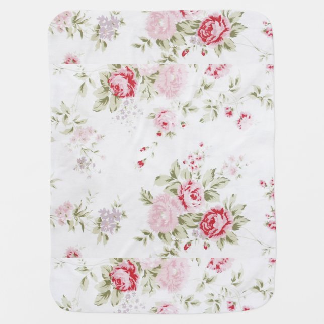 Shabby Chic Rose Floral Baby Blanket (Front)