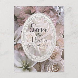 Shabby Chic Rose Floral Elegant Save the Date Announcement Postcard