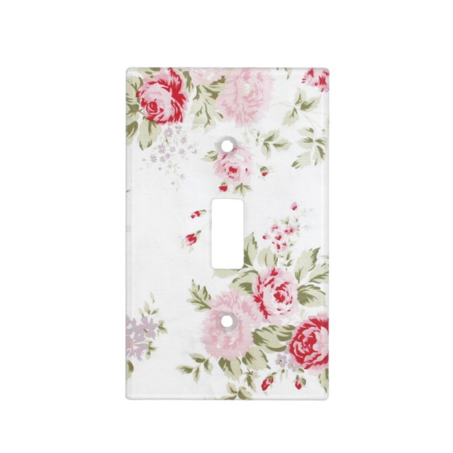 Shabby Chic Rose Floral Light Switch Cover (Front)