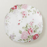 Shabby Chic Rose Floral Round Pillow at Zazzle