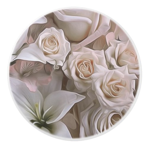Shabby Chic Rose Floral Rustic Farmhouse Elegant Ceramic Knob