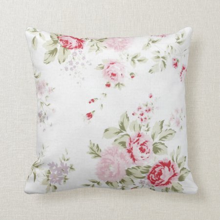 Shabby Chic Rose Floral Throw Pillow