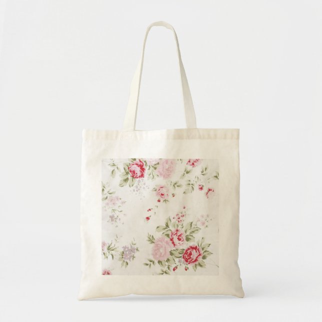 Shabby Chic Rose Floral Tote Bag (Front)