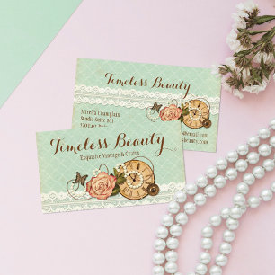 Shabby Chic Rose & Rustic Vintage Jewelry Boutique Business Card