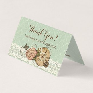 Shabby Chic Rose Vintage Jewelry Thank You Card