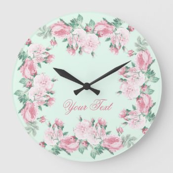 Shabby Chic Rose Wall Clock Personalized by DecorativeHome at Zazzle
