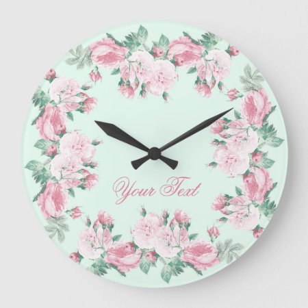 Shabby Chic Rose Wall Clock Personalized