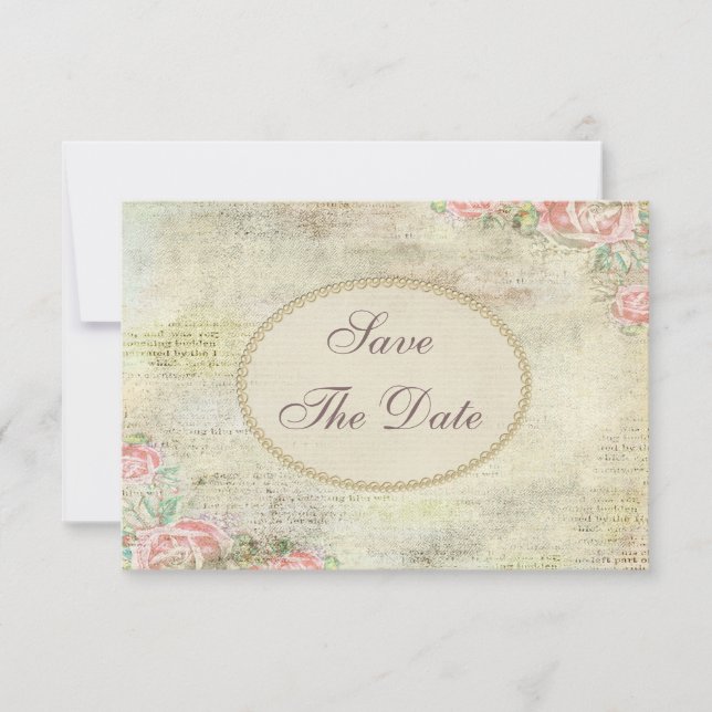 Shabby Chic Roses Baby Shower Save the Date (Front)