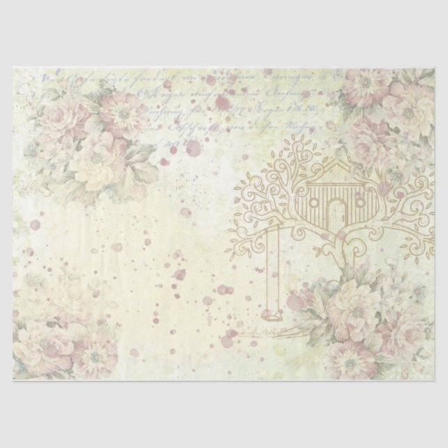 Shabby Chic Roses Design 3 Tissue Paper (Front)