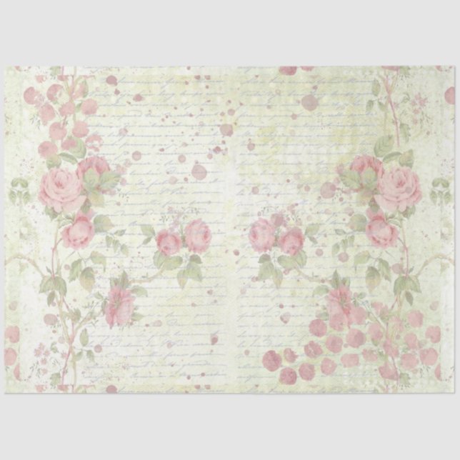 Shabby Chic Roses Design 5 Tissue Paper (Front)