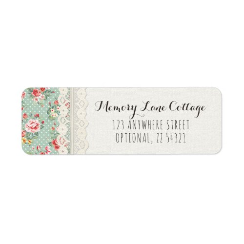 Shabby Chic Roses Lace  Burlap Return Address Label