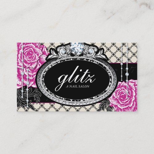 Shabby Chic Roses Nail Salon Business Cards