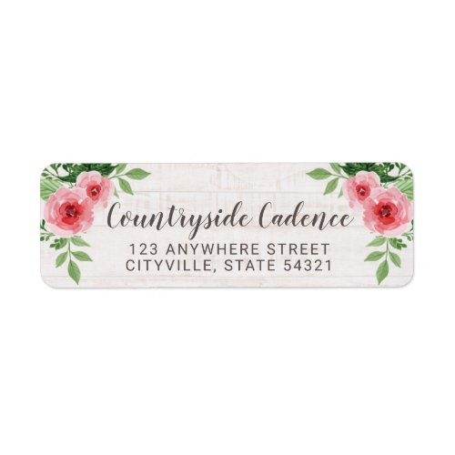 Shabby Chic Roses on Rustic Wood Return Address Label