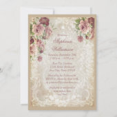 Shabby Chic Roses Pearls and Lace Bridal Shower Invitation (Back)