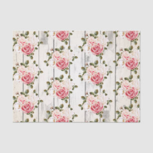 Shabby Chic Roses & Rustic Cottage Barn Wood Tissue Paper