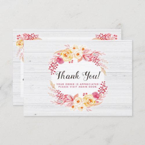 Shabby Chic Roses  Rustic Floral Thank You Card