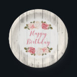 Shabby Chic Roses Rustic Wood Happy Birthday Paper Plates<br><div class="desc">Elegantly shabby and rustic! This sweet birthday design features beautiful pink and cream roses on light rustic wood. Gracefully stylish for a feminine birthday celebration at any age!

• Browse the Shabby Pink Roses Birthday Collection below for all coordinating party supplies,  including invitations,  tissue paper,  plates and more!</div>