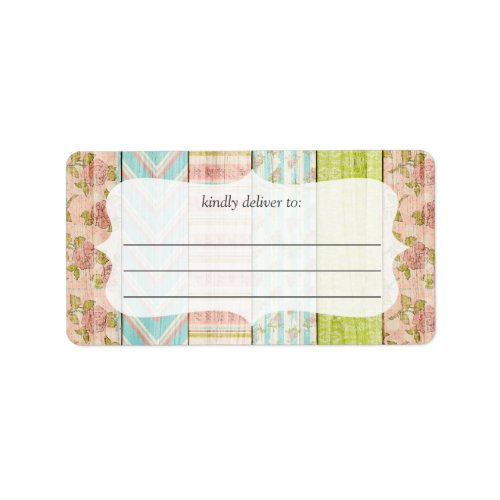 Shabby Chic Roses Rustic Wood Large Write_On Label