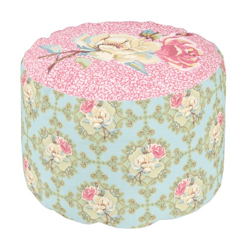 Shabby Chic Roses _ vintage pastel Pouf