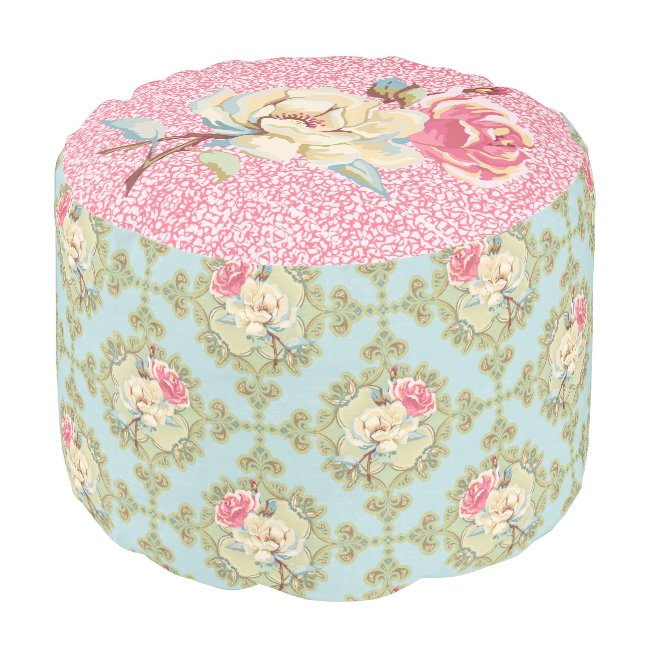 Shabby Chic Roses - vintage pastel Pouf