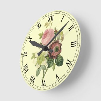 Shabby Chic Roses Wall Clock | Zazzle