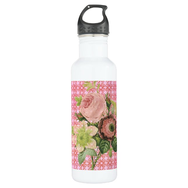 Shabby Chic Roses Water Bottle (Front)