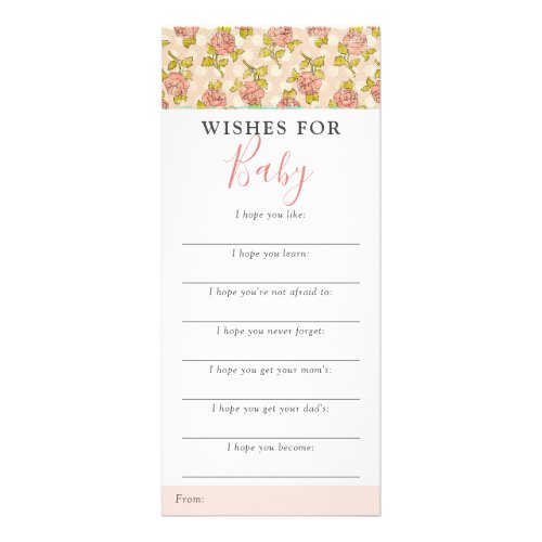 Shabby Chic Roses Wishes For Baby Shower Game Card