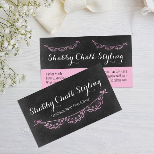 Shabby Chic Rustic Chalkboard Pink Baby Infant Bib Business Card