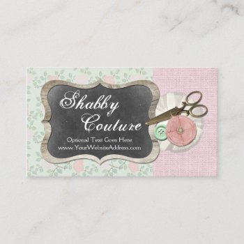 Shabby Chic Rustic Chalkboard Posh Sewing Boutique Business Card by CyanSkyDesign at Zazzle