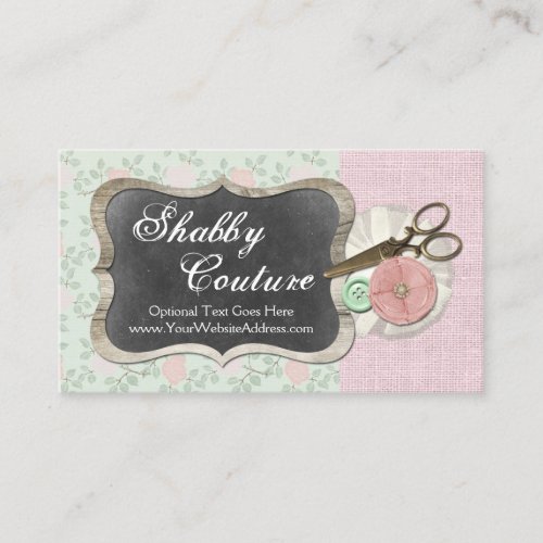 Shabby Chic Rustic Chalkboard Posh Sewing Boutique Business Card