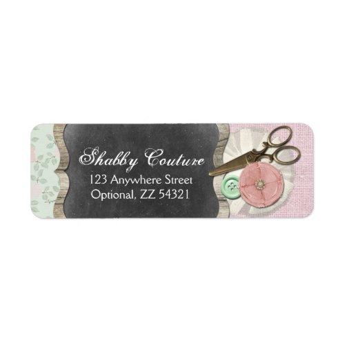 Shabby Chic Rustic Chalkboard Sew Return Address Label