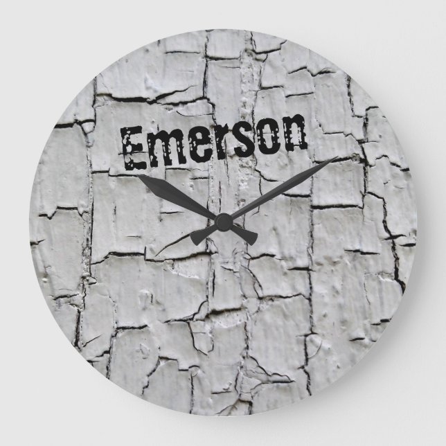 Shabby Chic Rustic Country Gray Distressed Texture Large Clock (Front)