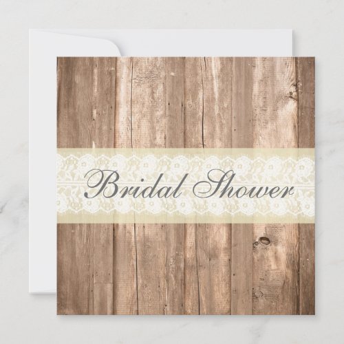 Shabby Chic Rustic Cream Bridal Shower Invitation
