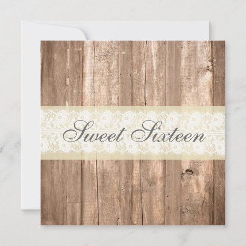 Shabby Chic Rustic Cream Sweet Sixteen Party Invitation