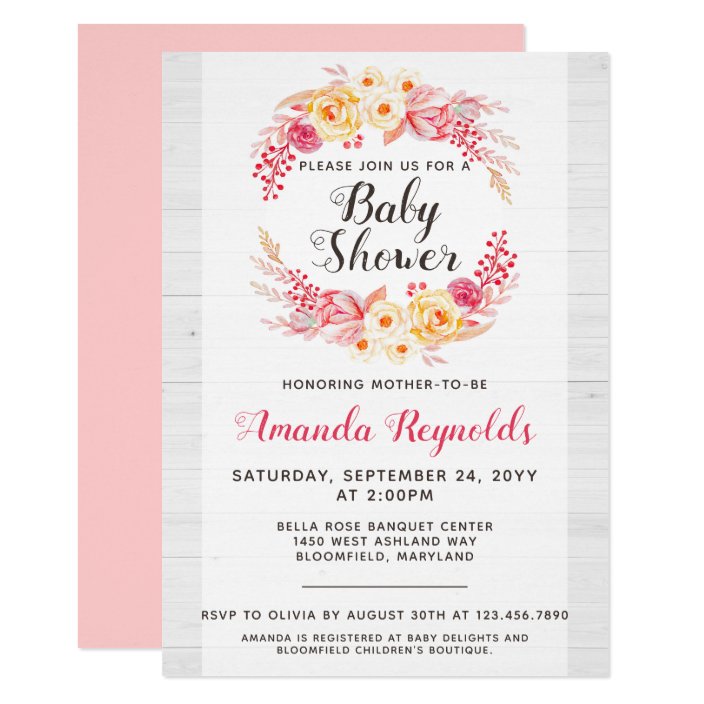 rustic floral baby shower invitations