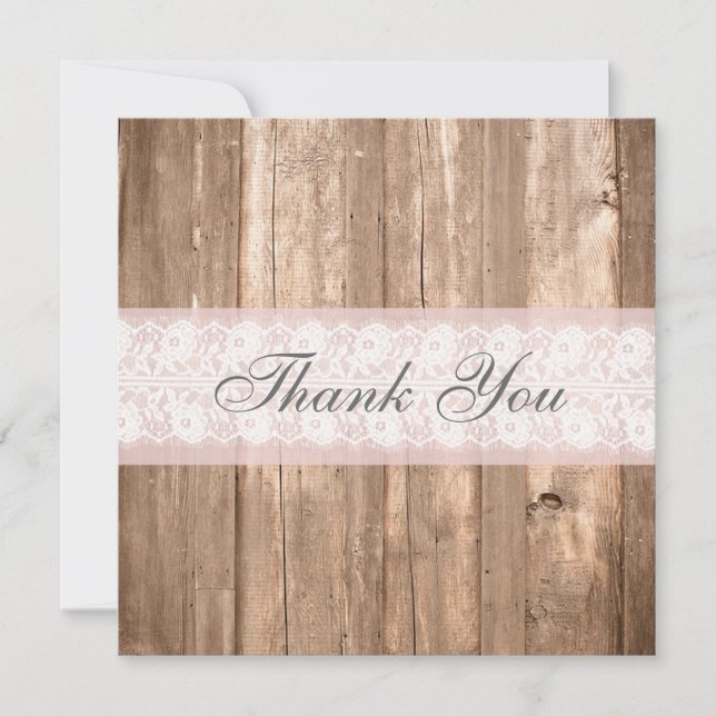 Shabby Chic Rustic Thank You Card (Front)