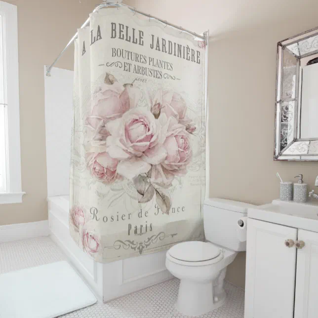 shabby chic,rustic,vintage,floral,collage,country, shower curtain | Zazzle