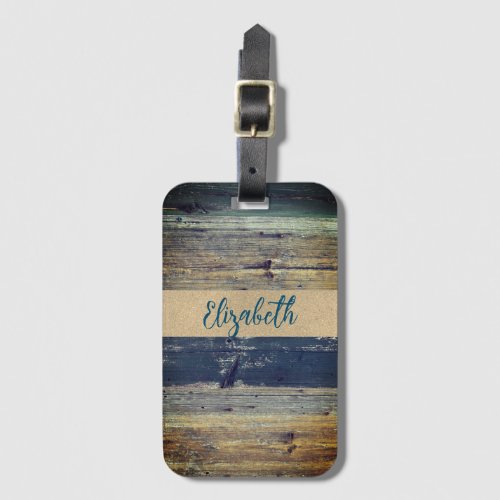 Shabby Chic Rustic Wood Personalized  Luggage Tag