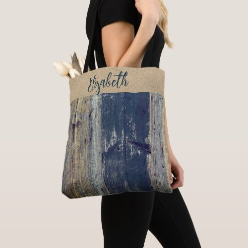 Shabby Chic Rustic Wood Personalized Tote Bag