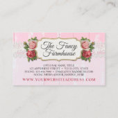 Shabby Chic Rustic Wood Pink Floral Vintage Roses Business Card (Back)